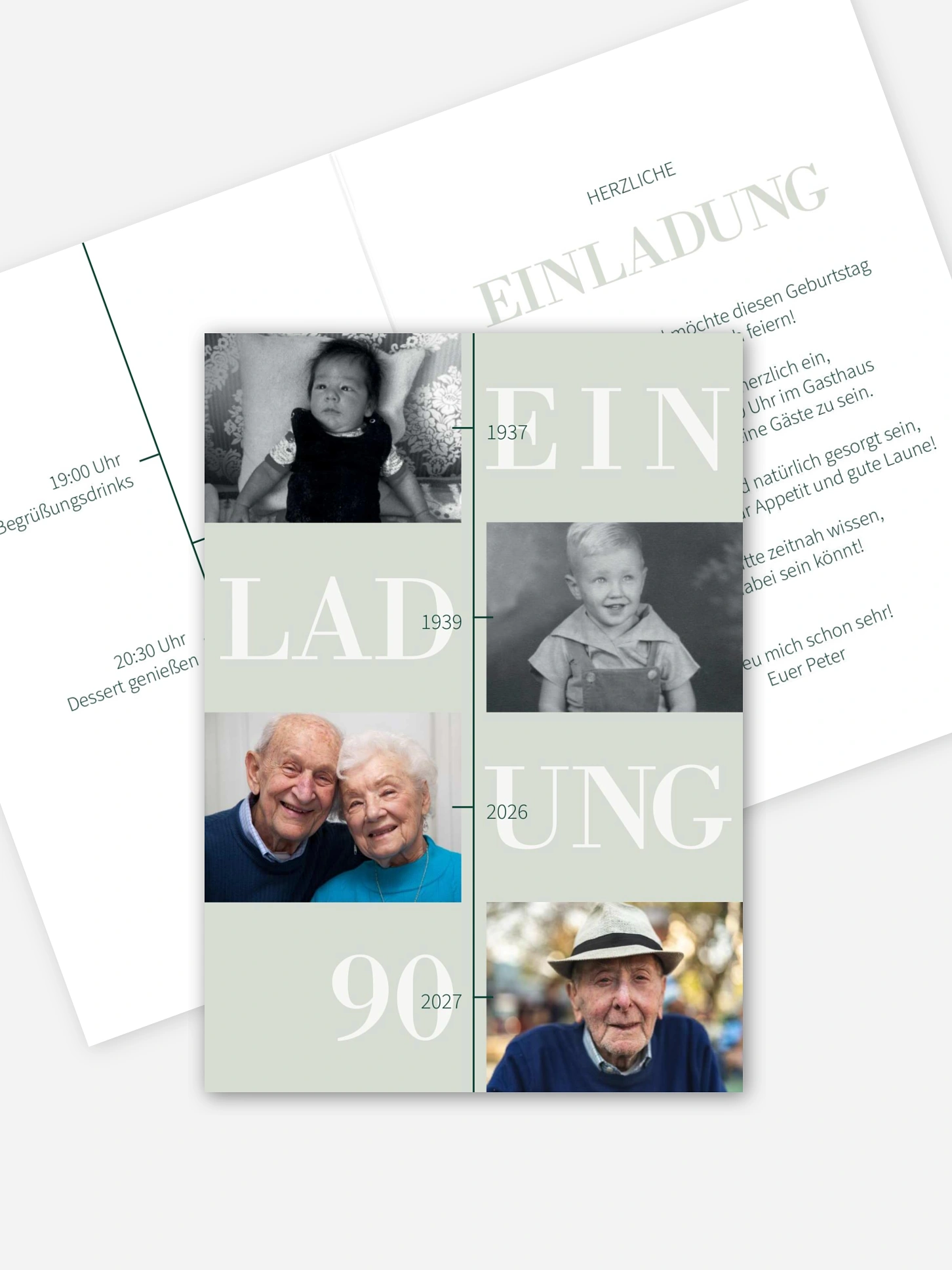 Einladung 90. Geburtstag Damals bis heute