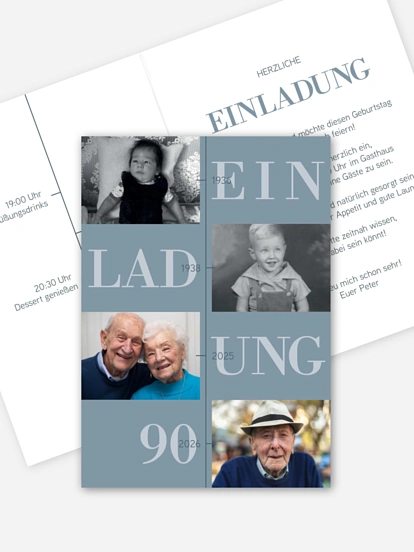 Einladung 90. Geburtstag Damals bis heute