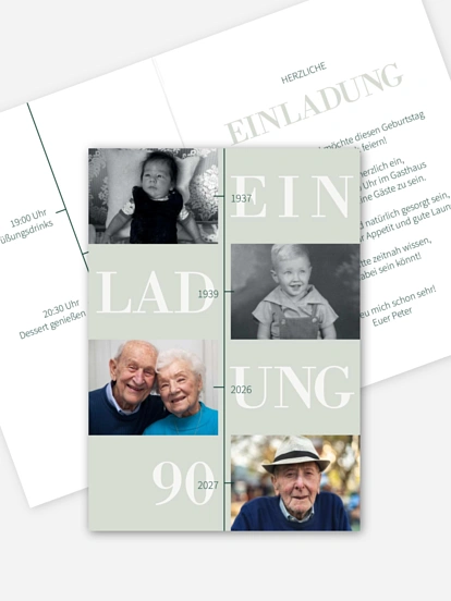 Einladung 90. Geburtstag Damals bis heute
