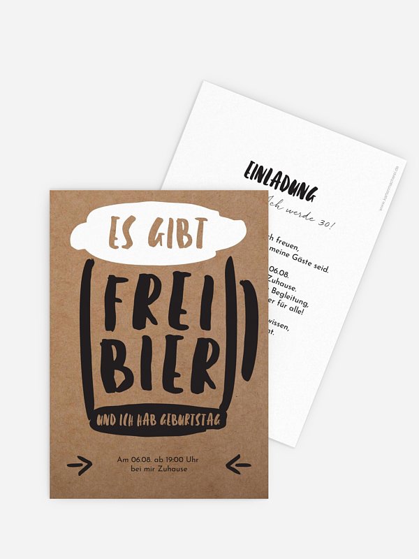 Einladung 30. Geburtstag Freibier