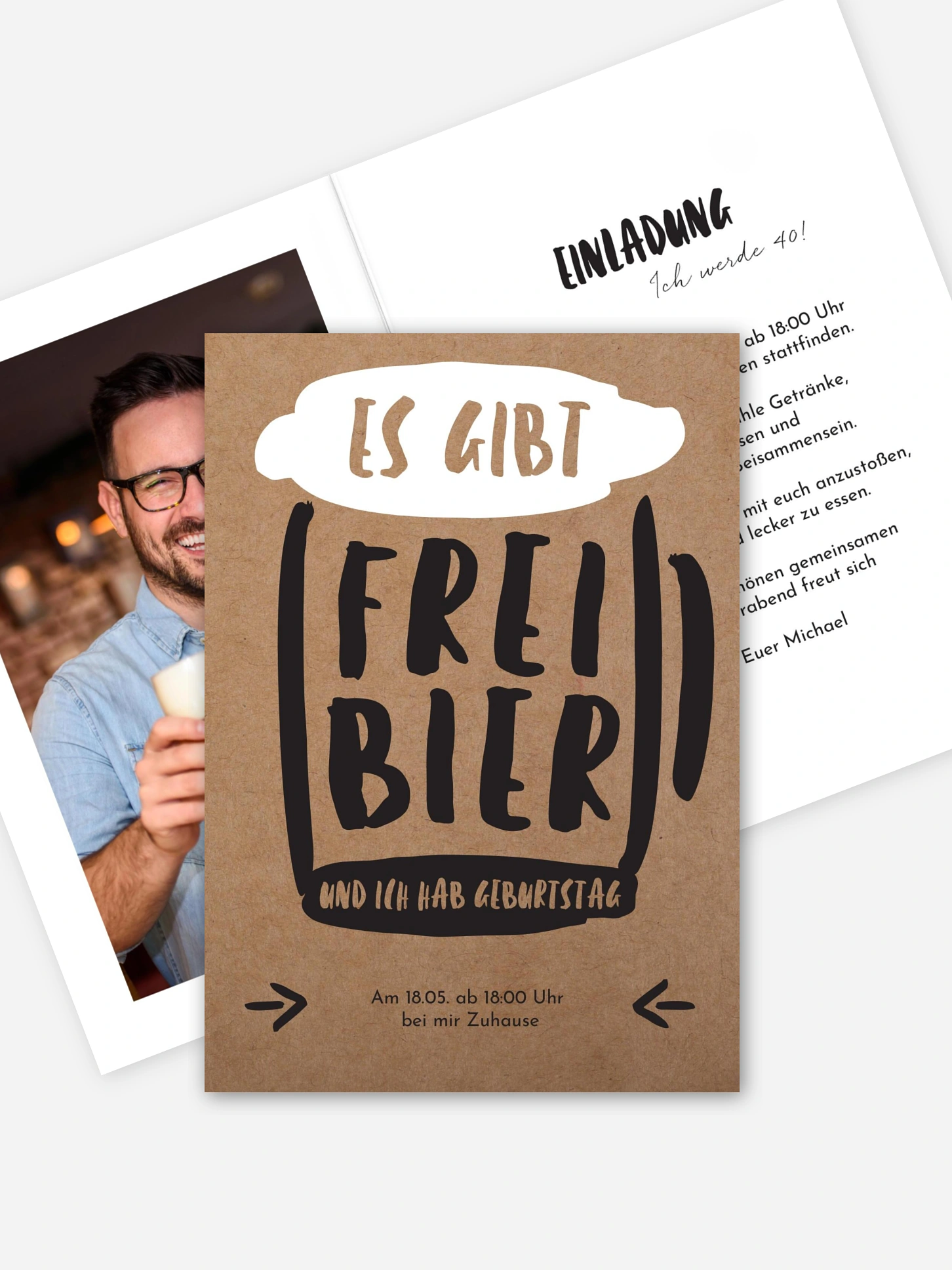 Einladung 40. Geburtstag Freibier
