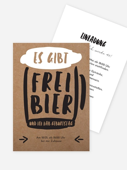 Einladung 40. Geburtstag Freibier