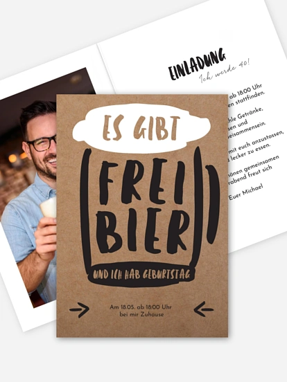 Einladung 40. Geburtstag Freibier