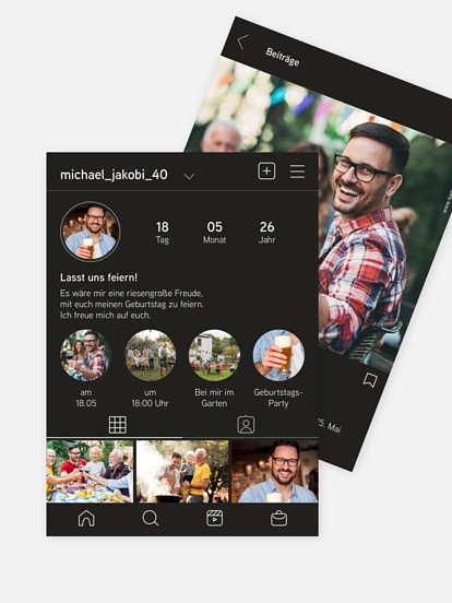 Einladung 40. Geburtstag Like and Follow