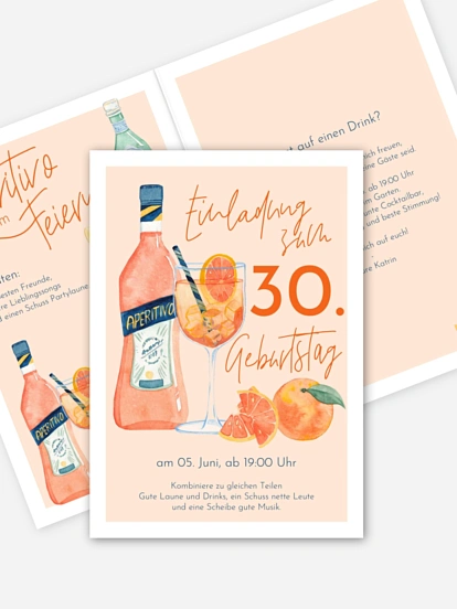 Einladung 30. Geburtstag Aperitivo