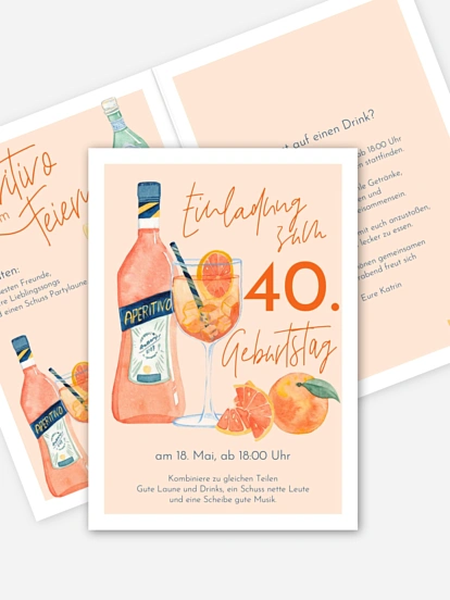 Einladung 40. Geburtstag Aperitivo