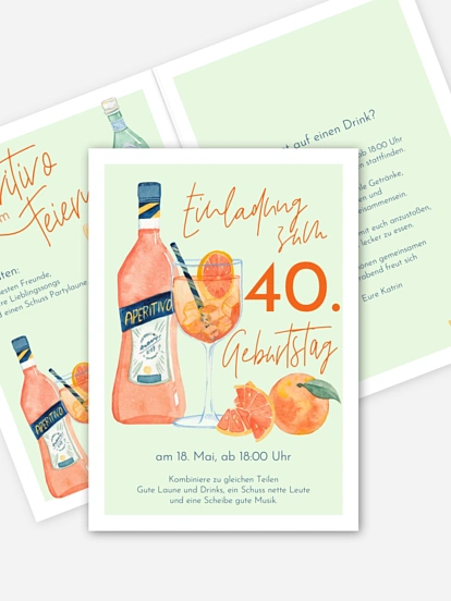 Einladung 40. Geburtstag Aperitivo