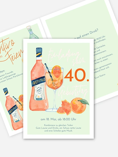 Einladung 40. Geburtstag Aperitivo