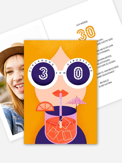 Einladung 30. Geburtstag Sunglasses