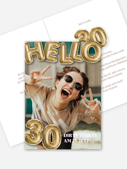 Einladung 30. Geburtstag Goldballons