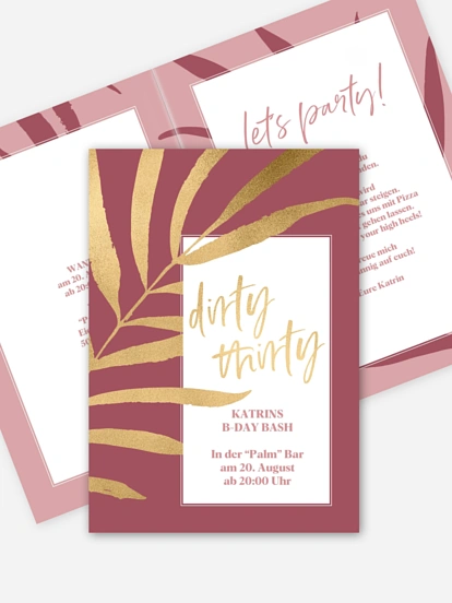 Einladung 30. Geburtstag Palmblatt