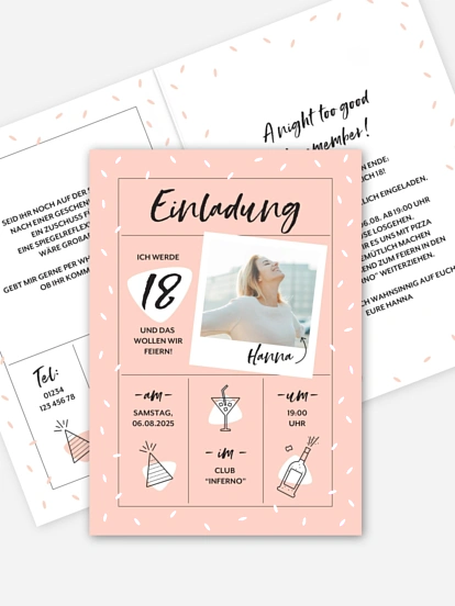 Einladung 18. Geburtstag Swing Party