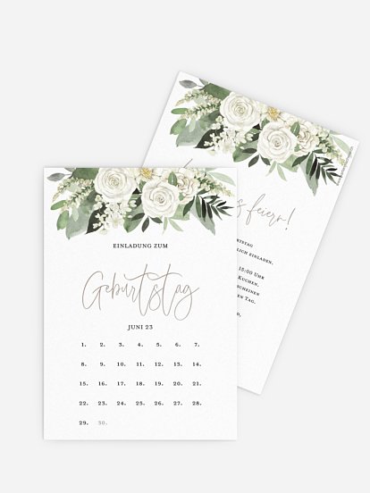 Einladung 70. Geburtstag White Bouquet