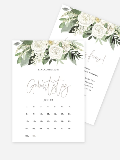 Einladung 70. Geburtstag White Bouquet