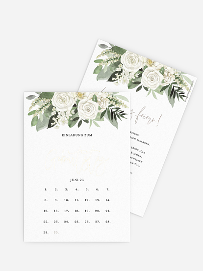 Einladung 70. Geburtstag White Bouquet