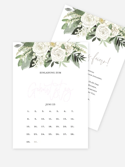 Einladung 70. Geburtstag White Bouquet