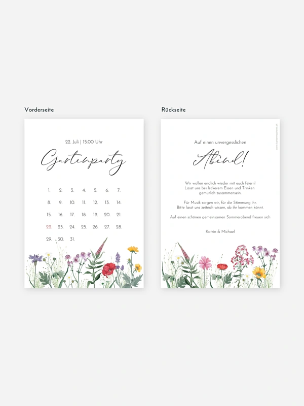 Partyeinladung Wildflowers