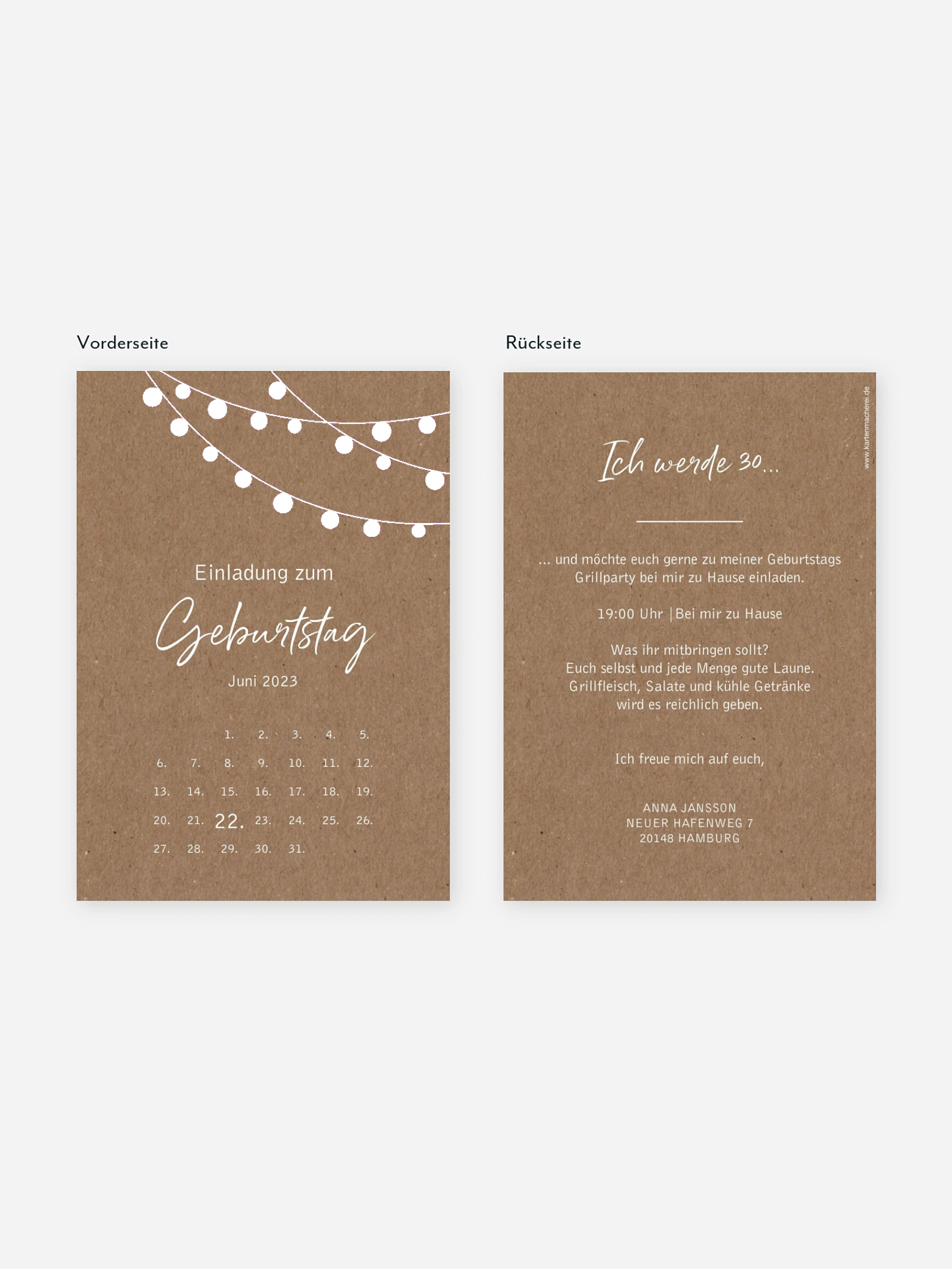 Einladung 30. Geburtstag Lichterzauber