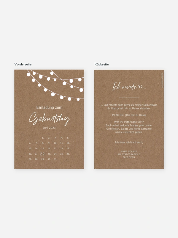 Einladung 30. Geburtstag Lichterzauber