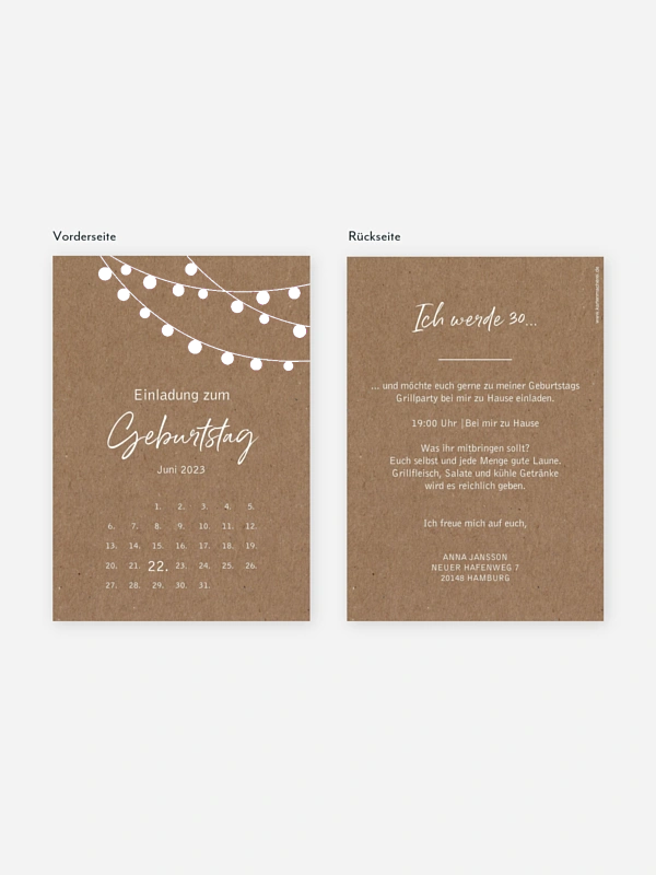Einladung 30. Geburtstag Lichterzauber