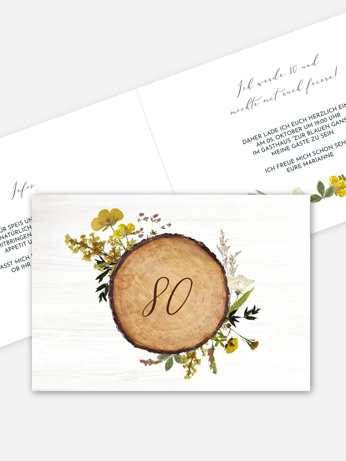 Einladung 80. Geburtstag Forest Love