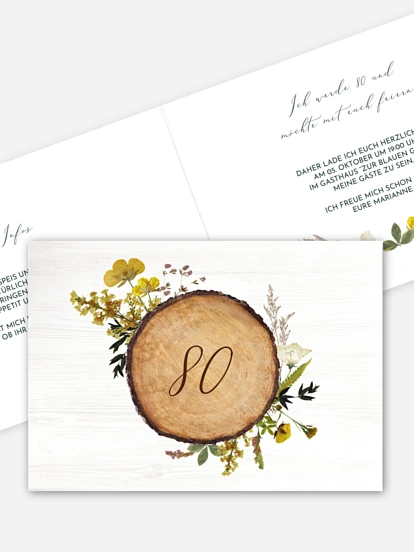 Einladung 80. Geburtstag Forest Love