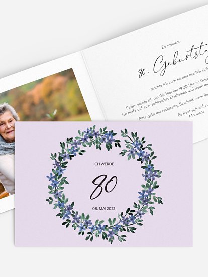Einladung 80. Geburtstag Something Blue