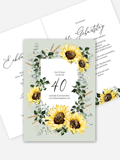 Einladung 40. Geburtstag Lovely Flower