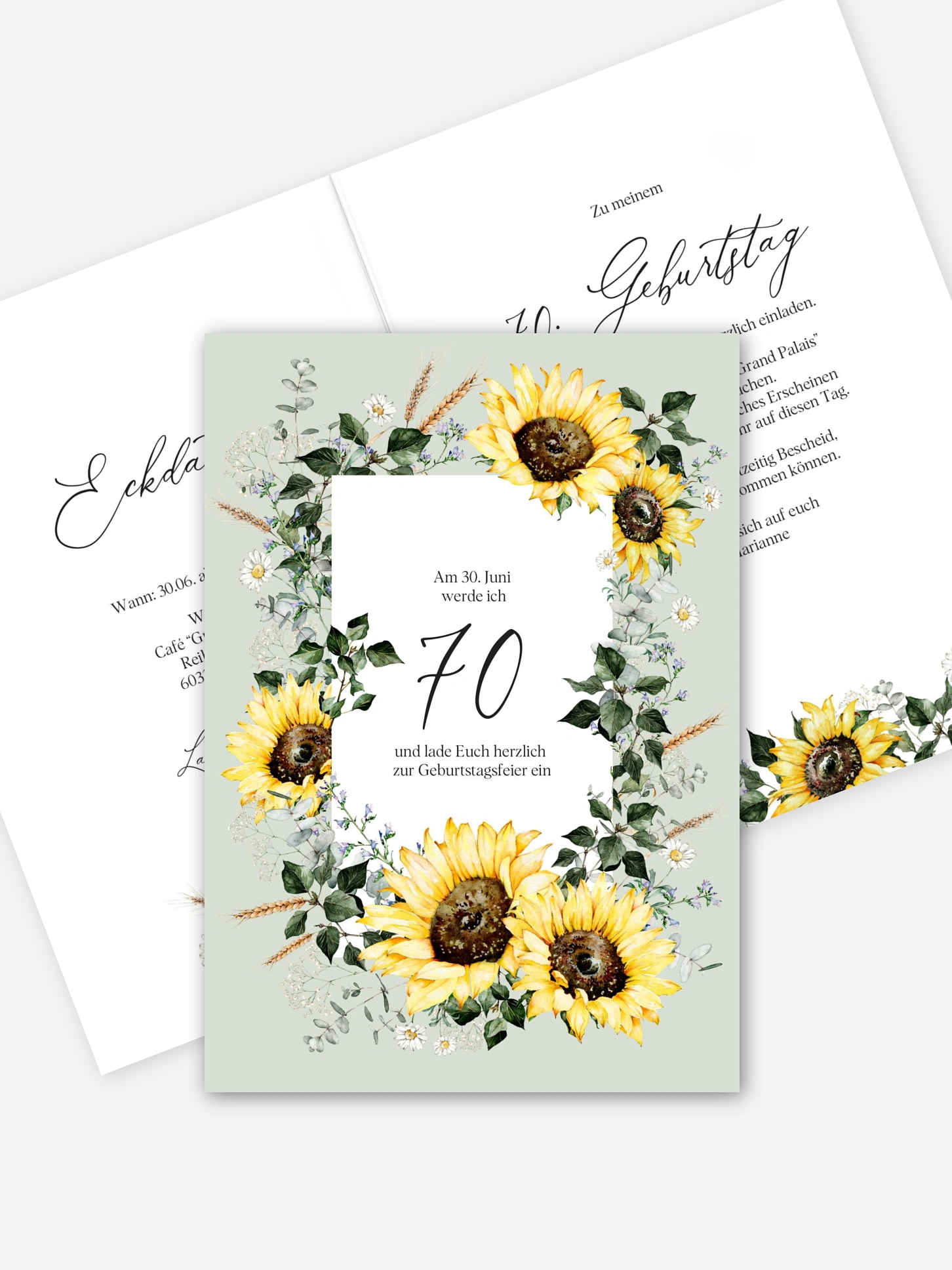Einladung 70. Geburtstag Lovely Flower