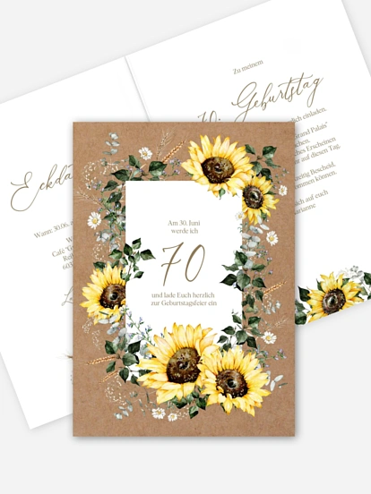 Einladung 70. Geburtstag Lovely Flower