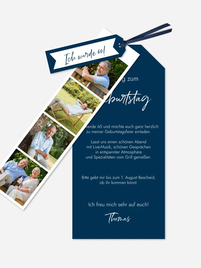 Einladung 60. Geburtstag Photo Strip