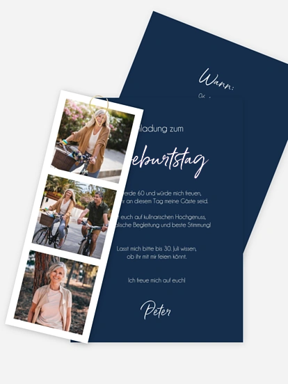 Einladung 60. Geburtstag Photo Strip