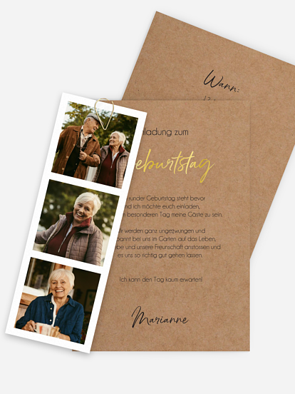 Einladung 70. Geburtstag Photo Strip