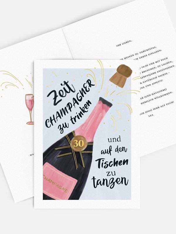 Einladung 30. Geburtstag "Champagner Feier"