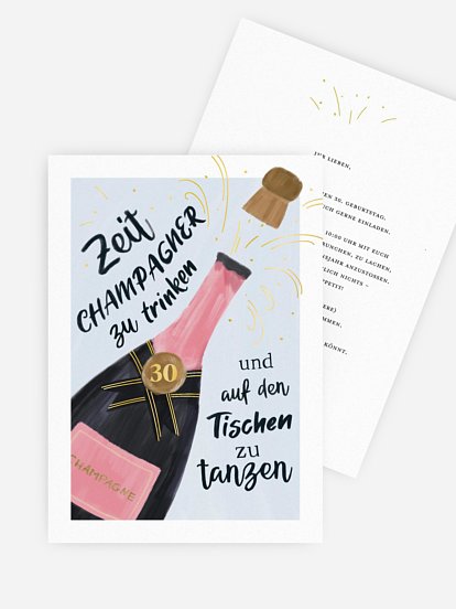 Einladung 30. Geburtstag Champagner Feier