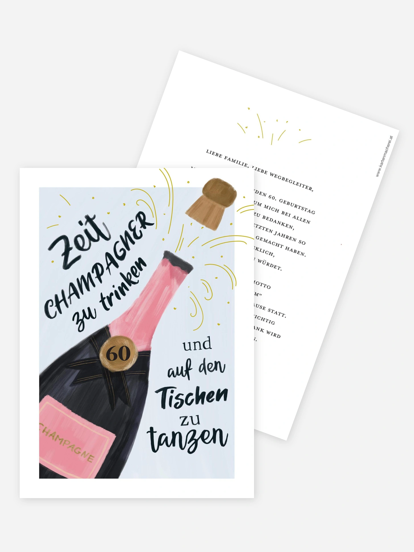 Einladung 60. Geburtstag Champagner Feier