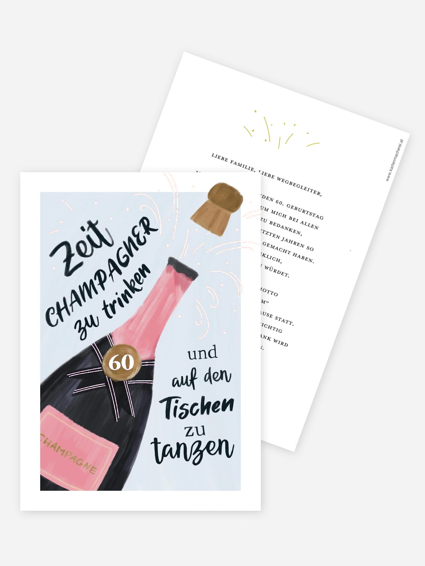Einladung 60. Geburtstag Champagner Feier