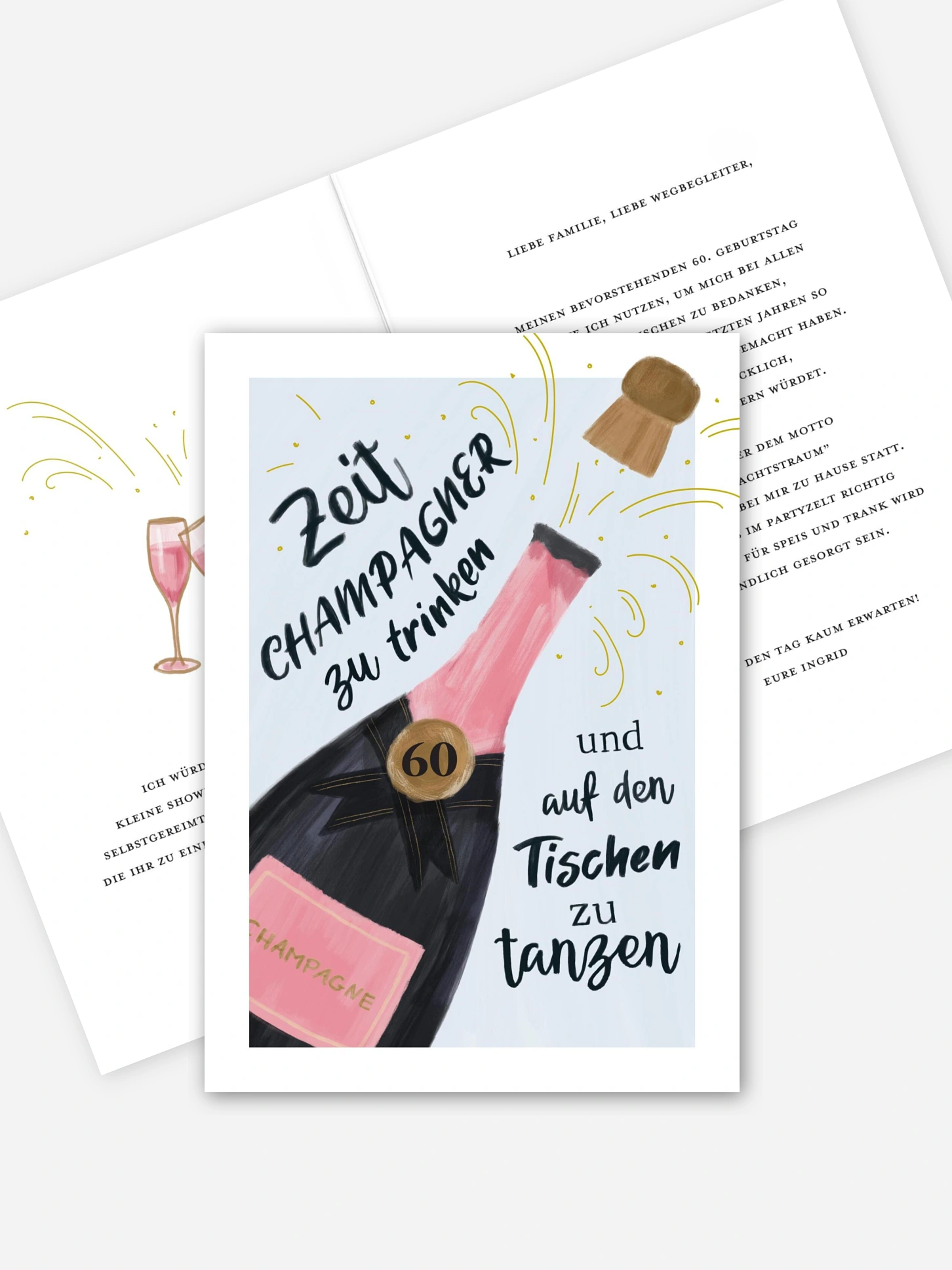 Einladung 60. Geburtstag Champagner Feier