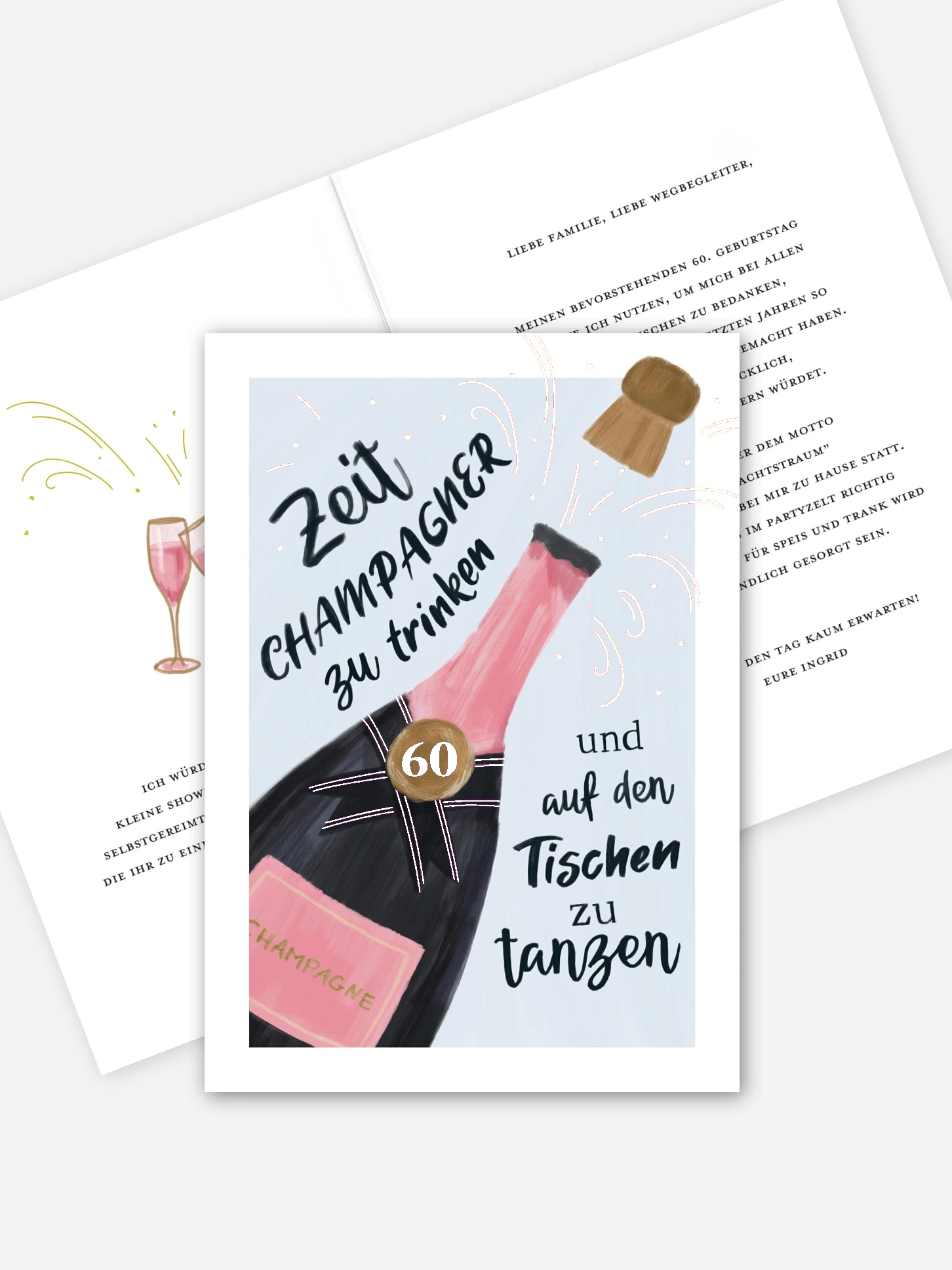 Einladung 60. Geburtstag Champagner Feier