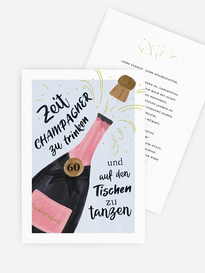 Einladung 60. Geburtstag Champagner Feier