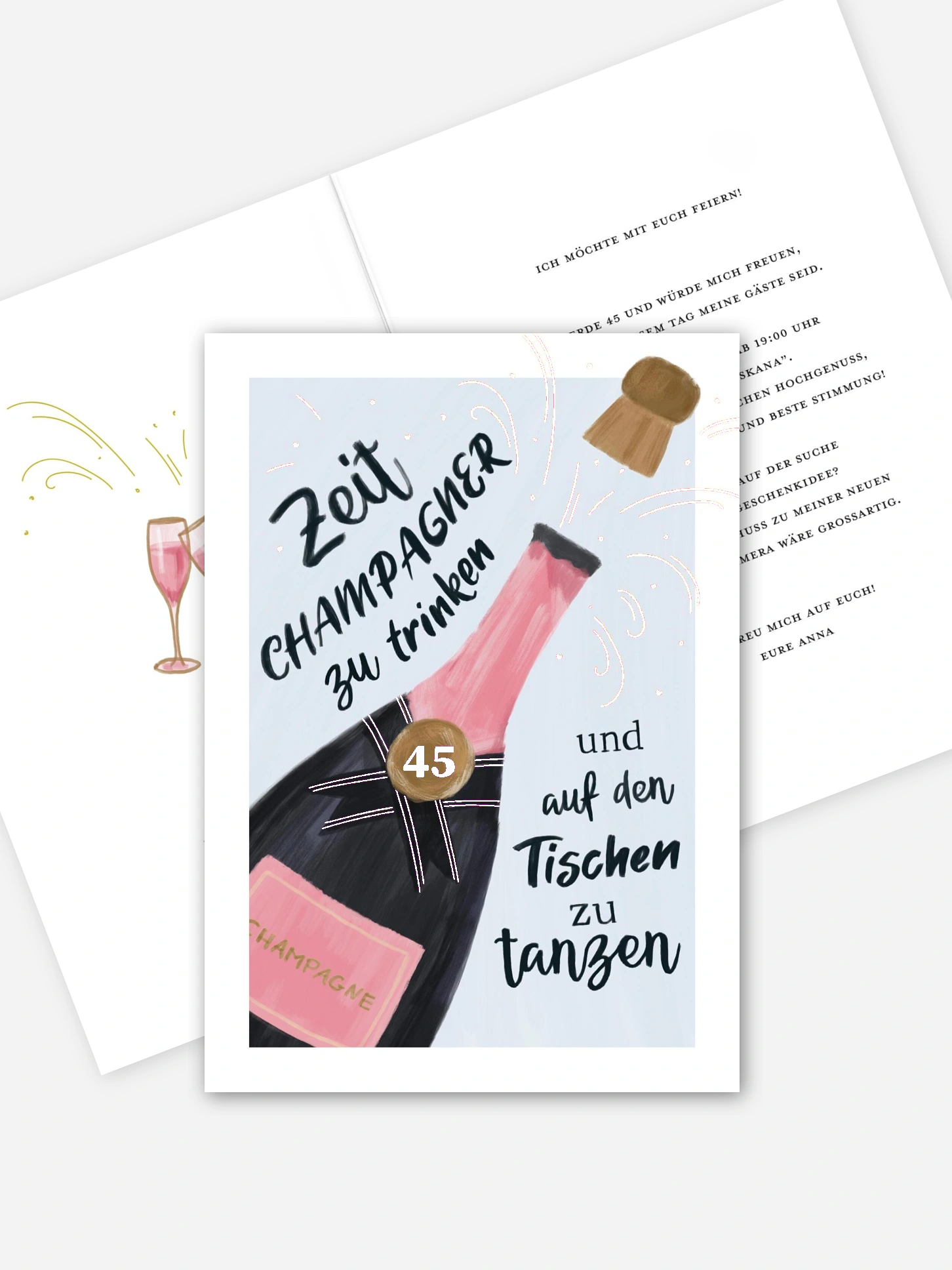 Geburtstagseinladung Champagner Feier