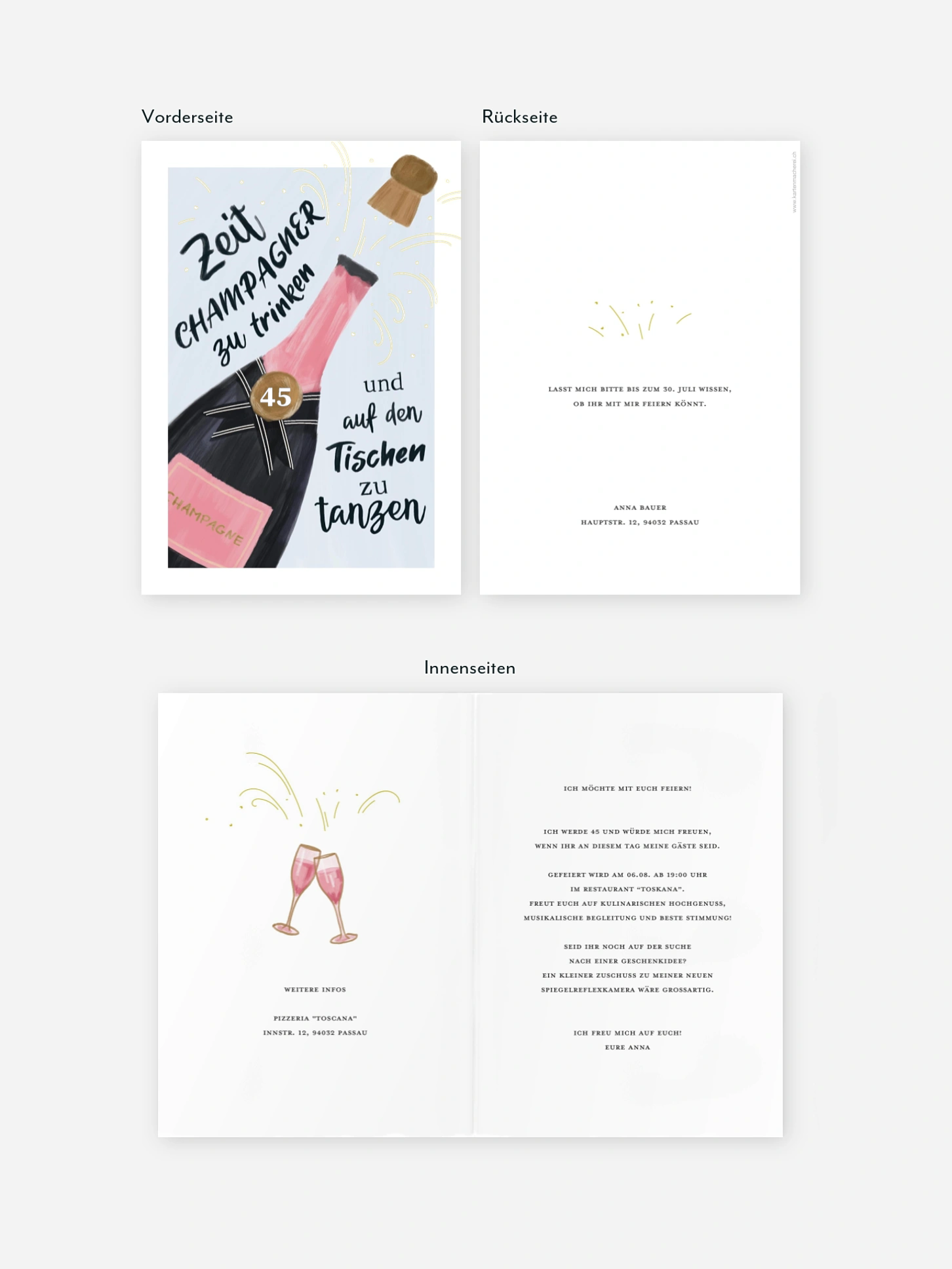 Geburtstagseinladung Champagner Feier
