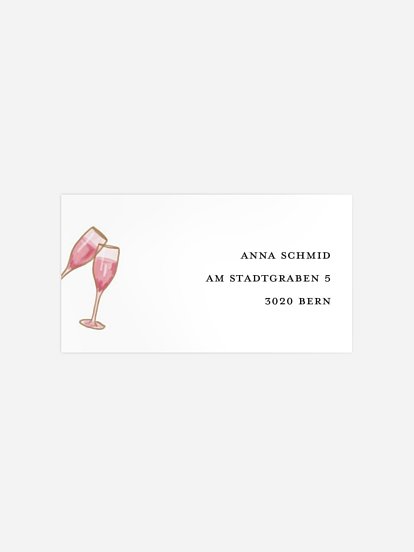 Empfängeraufkleber Geburtstag Champagner Feier