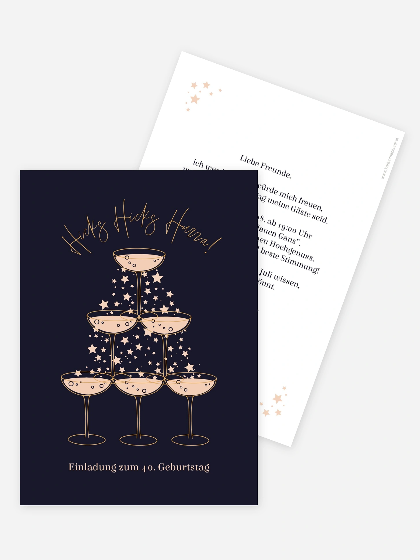 Einladung 40. Geburtstag Champagne Tower