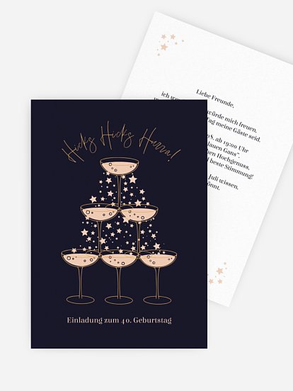Einladung 40. Geburtstag Champagne Tower