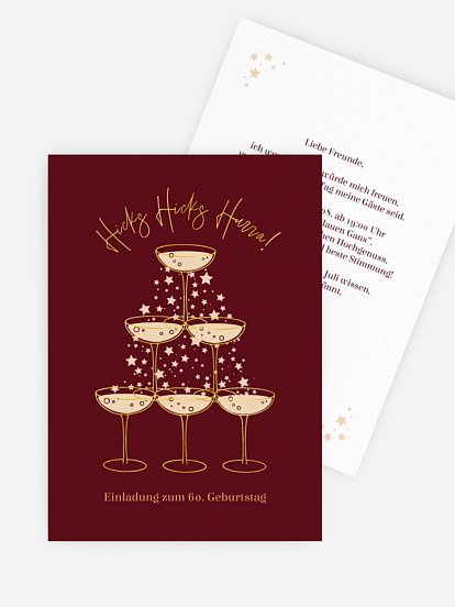 Einladung 60. Geburtstag Champagne Tower