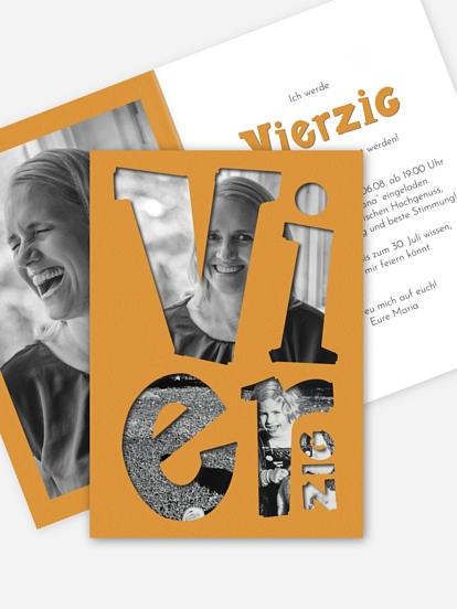 Einladung 40. Geburtstag Cut Out