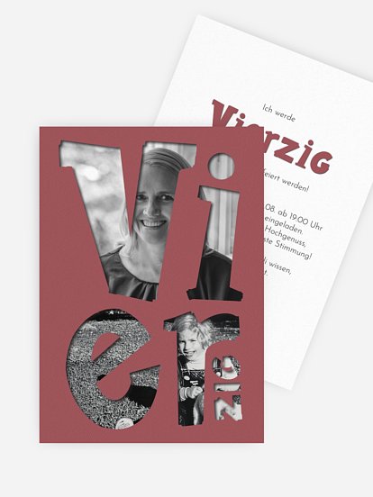 Einladung 40. Geburtstag Cut Out