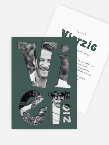 Einladung 40. Geburtstag Cut Out