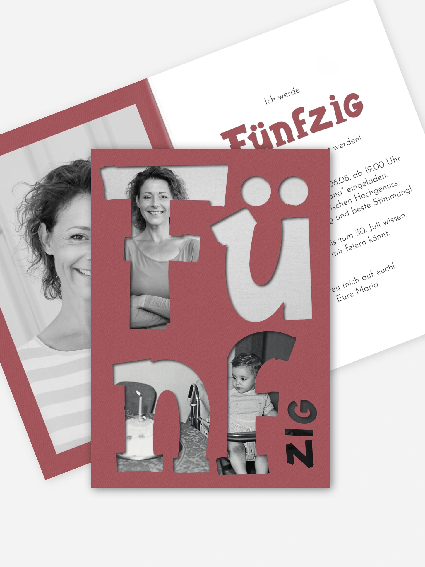 Einladung 50. Geburtstag Cut Out